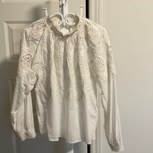 Sezane White Embroidered Women's Blouse